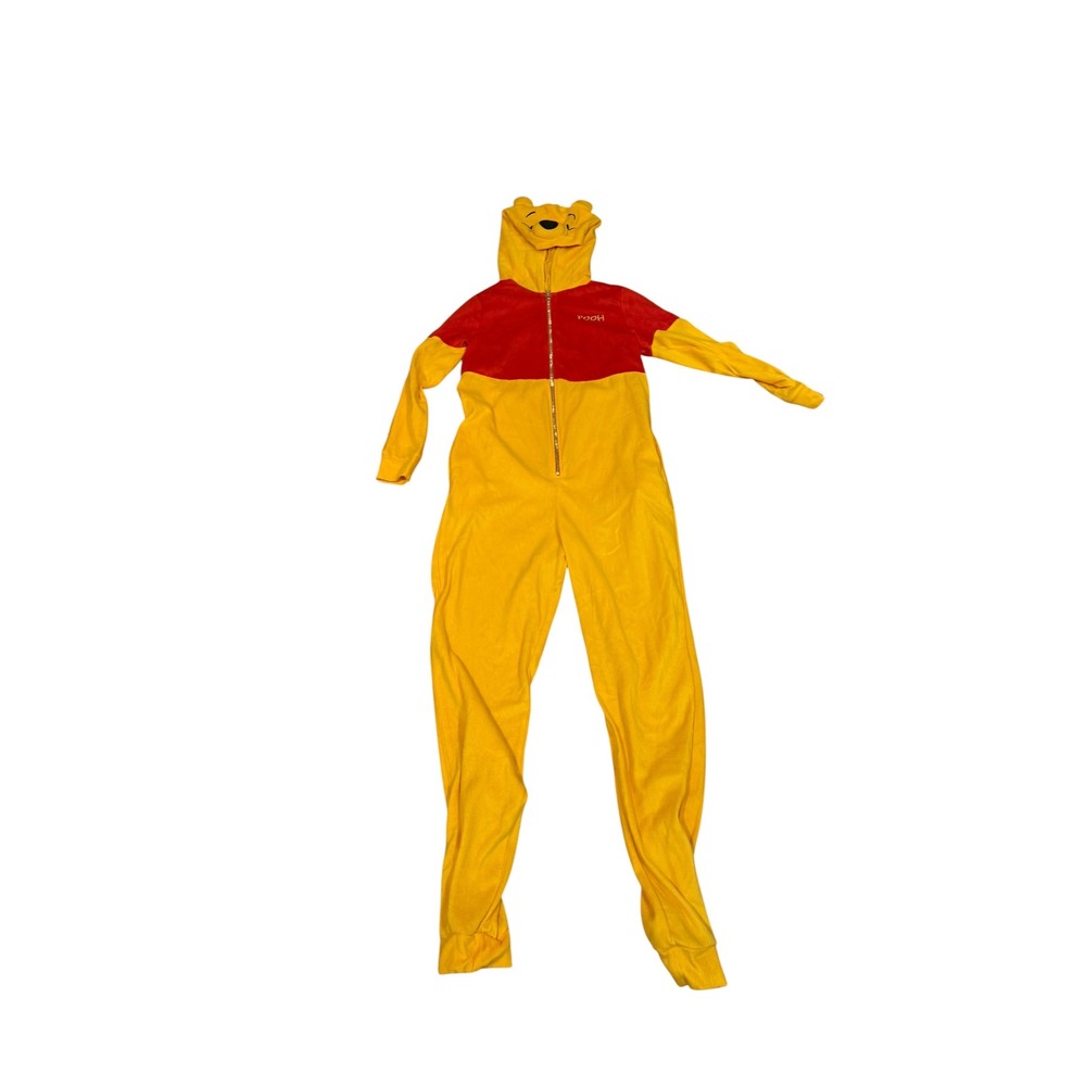 Disney Winnie the Pooh Hooded Union Suit One Piece Pajamas Yellow Red Small 4/6 - Picture 6 of 8